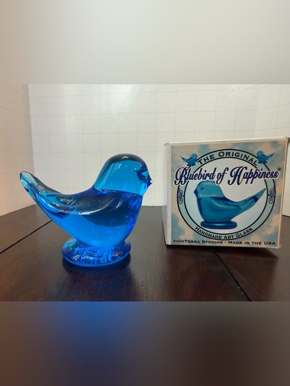 Bluebird of Happiness Art Glass Figurine